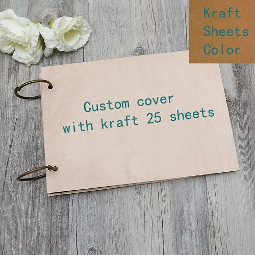 25pcs Kraft sheets Лист с именами Свадебная Гостевая книга, персонализированная Свадебная Гостевая книга. Деревенская напечатанная Гостевая книга. Деревянный Гостевая книга - Цвет: 25pcs Kraft sheets