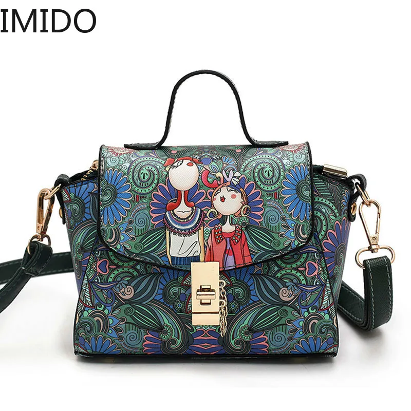 IMIDO 2019 Новая женская мини-сумка лесная зеленая трапециевидная сумка Дизайнерская