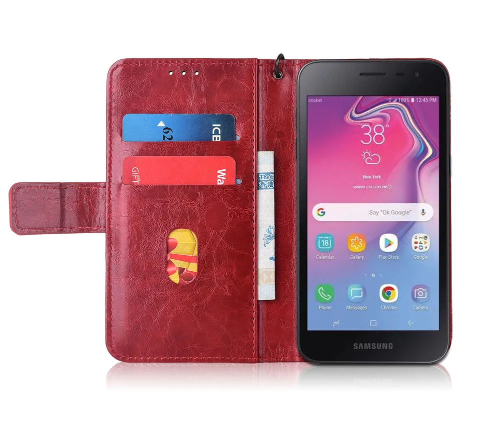 Кожаный чехол с откидной крышкой для Samsung Galaxy J2 чехлы-бумажники Core J260F J260 телефона