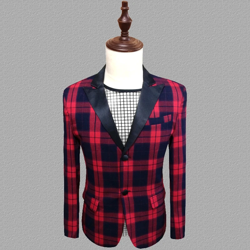 

lattice blazer men suits designs jacket mens stage costumes for singers clothes dance star style dress punk rock masculino homme