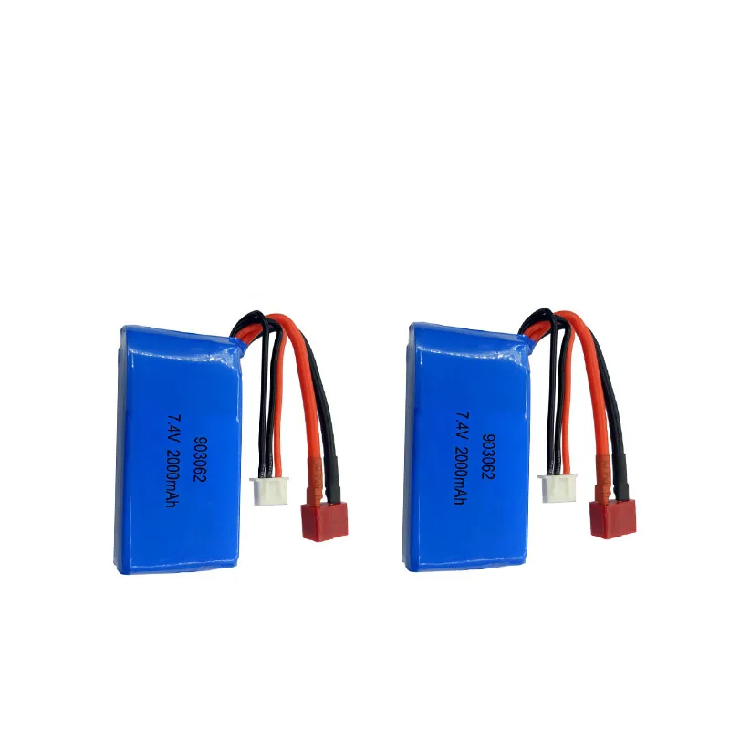 2 шт. литий-полимерный аккумулятор 2S Lipo Батарея 7,4 V 2000 мА/ч, 20C Max 40C для Wltoys A959-b A969-b A979-b K929-B пульт ДУ для дистанционно управляемой машины лодки или для A959 машинка на радиоуправлении