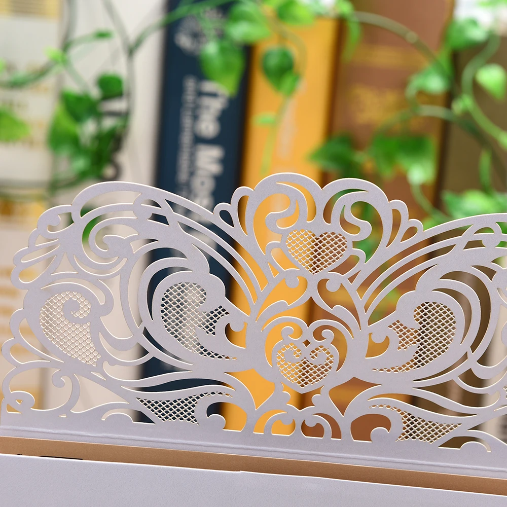 5 комплектов пригласительная открытка на свадьбу Лазерная резка приглашения с пустым внутренним листом и конвертами для свадьбы, дня рождения