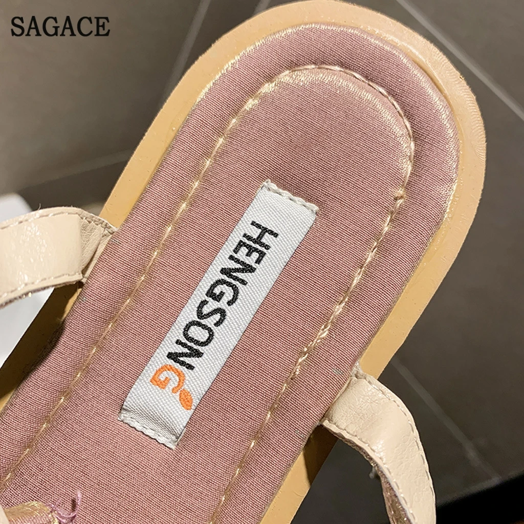 SAGACE Модные женские уличные летние стразы на плоской подошве без шнуровки с