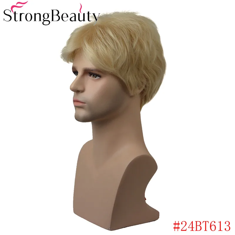 StrongBeauty короткий мужской парик прямой блонд/коричневый синтетический парик мужской Hiar жаростойкий монолитный парик выбор цвета