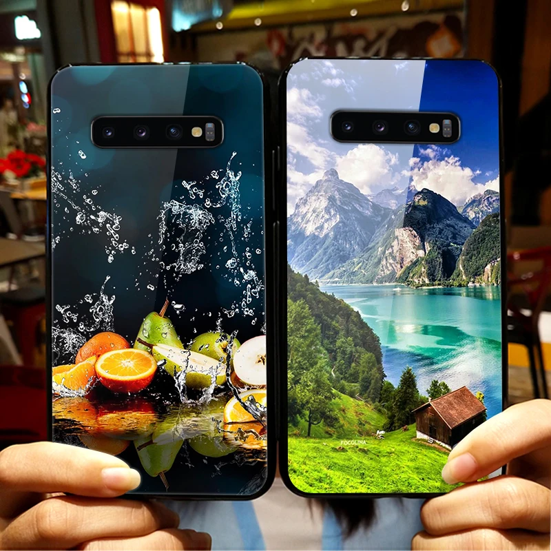 Чехол для samsung Galaxy S10 S10Plus, чехол из закаленного стекла для телефона, черный Чехол-бампер из ТПУ для samsung S10 Plus S10E S10+ s 10