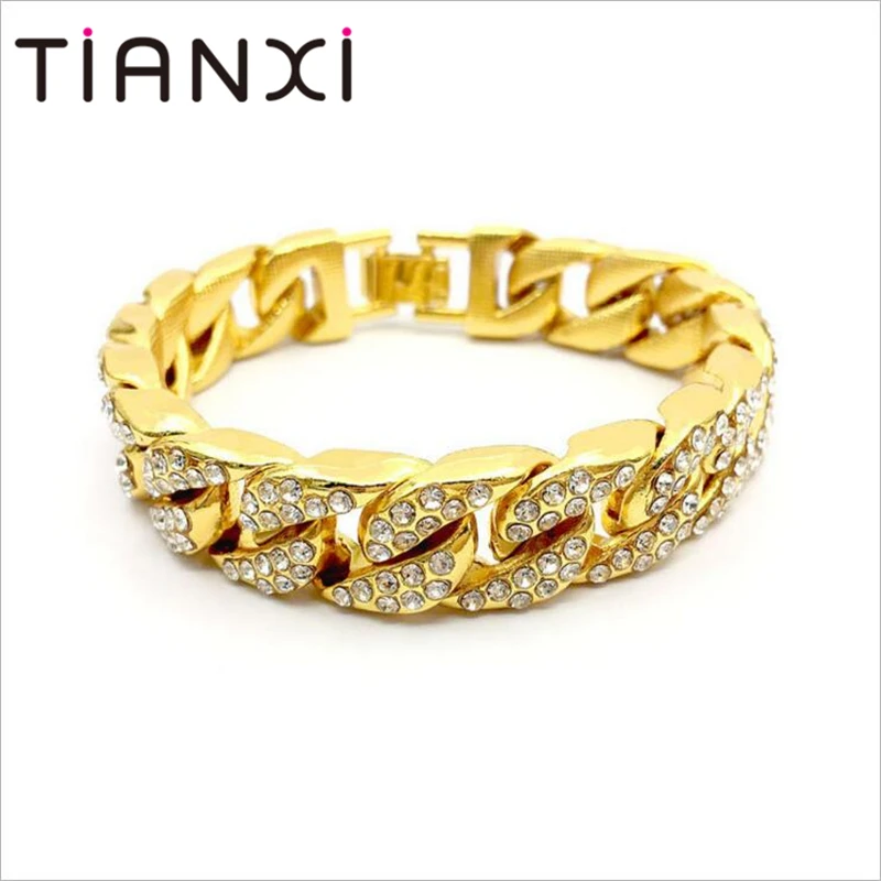 Хип-хоп для женщин мужской золотой серебряный цвет Браслет Снаряженная