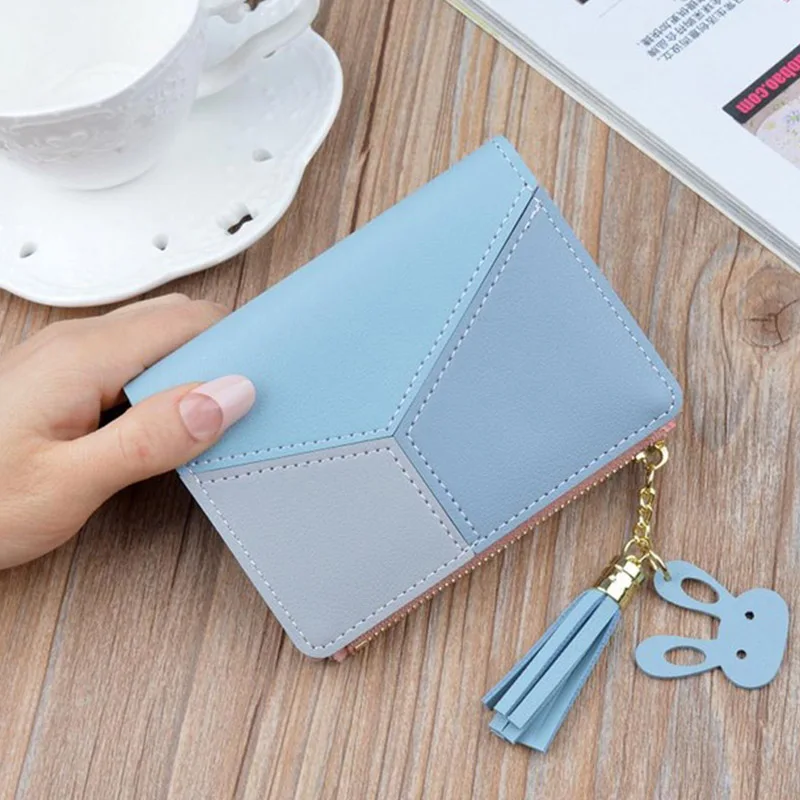 blue Геометрический женский клатч, розовые кошельки с карманом для мобильного телефона, кошелек, держатель для карт, пэчворк, Женский Длинный кошелек, Дамская мода, короткий кошелек для монет - Цвет: blue