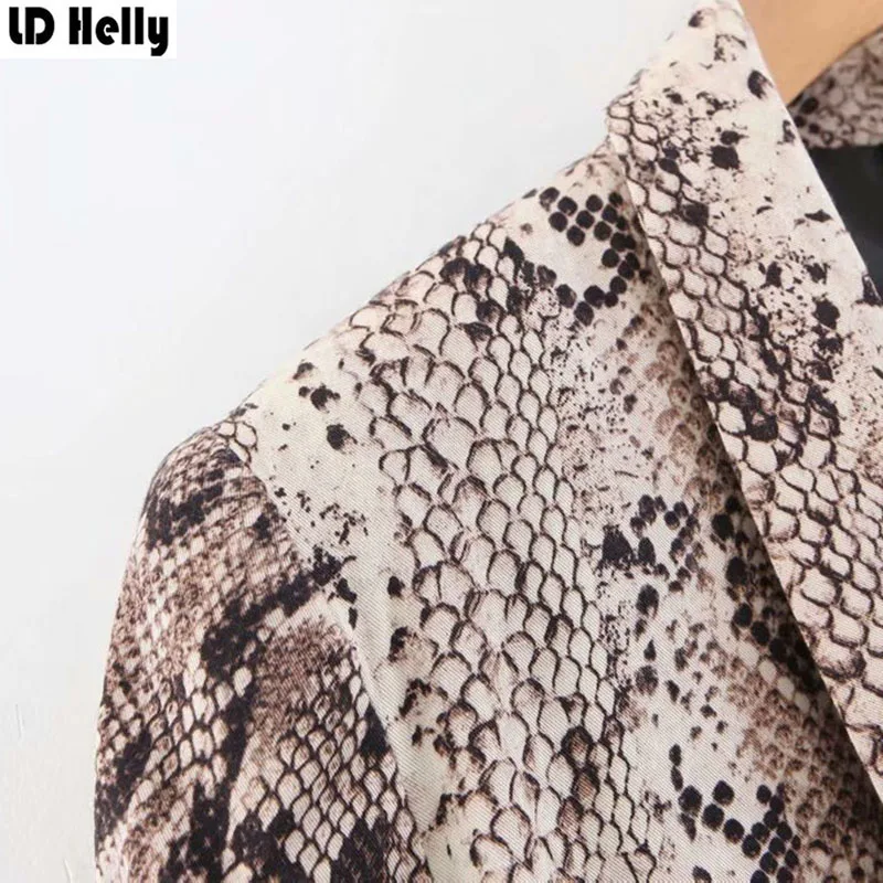 LD Helly винтажные женские блейзеры со змеиным принтом модная офисная куртка с