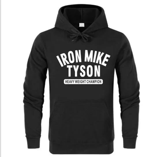 Мужская Новая толстовка с капюшоном Iron Mike Tyson BOX с буквенным принтом логотипа, топы, футболки, крутые толстовки большого размера, толстовки - Цвет: Черный