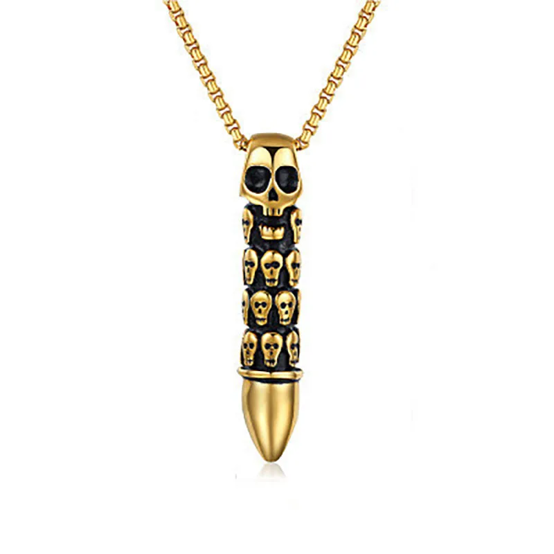 2019 титана стали ожерелье Мужская Подвеска Ретро хипстер человек Пуля Череп