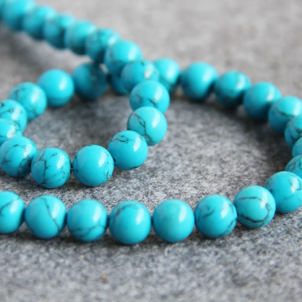 Аксессуары ремесла ожерелье браслет 10 мм синий индюк Howlite бусины из халцедона