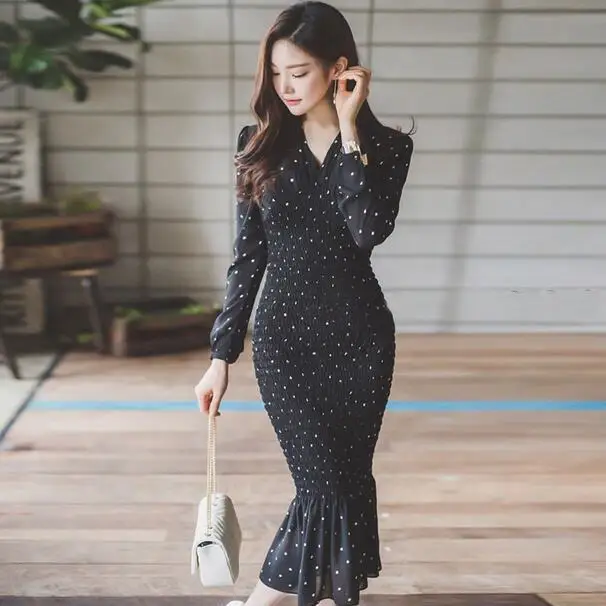 Шифоновое платье русалки с v образным вырезом и эластичным шлейфом DC844 весна