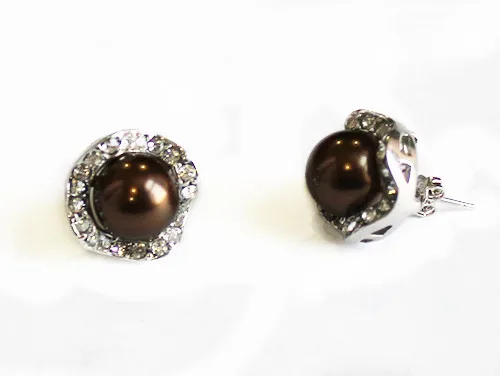 Wholesle Beutiful коричневый 8 мм shell perl errings ювелирные изделия #001|jewelry perls|perles 8mmjewelry |