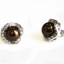 Wholesle Beutiful коричневый 8 мм shell perl errings ювелирные изделия #001|jewelry