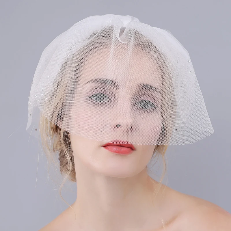 Elegant Romantic Short Beads wedding veils Light Ivory Veil for Wedding Bridal Tulle in High Quality | Свадьбы и торжества