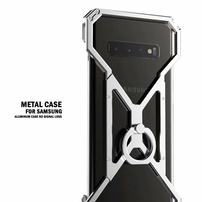 Роскошные противоударный Алюминий металла кольцо Броня чехол для samsung Galaxy S10 S9 плюс примечание 9 8 Алюминиевый бампер-чехол металлический чехол-бампер