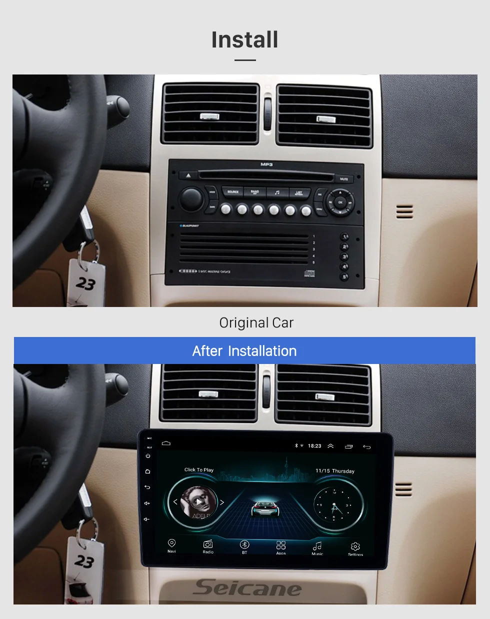 Seicane 2din Android 8,1 Автомобильный gps navi головное устройство плеер для peugeot 307 2001 2002-2008 поддержка SWC резервная камера Bluetooth Wifi