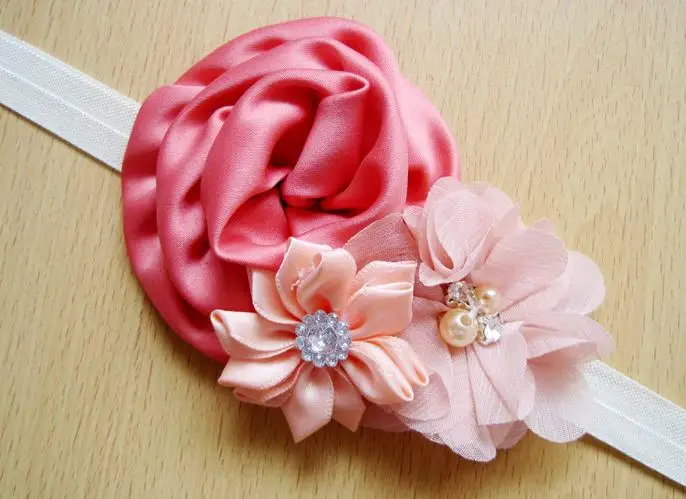 Большой проката цветочный ободок с розами Одежда для новорожденных повязка на