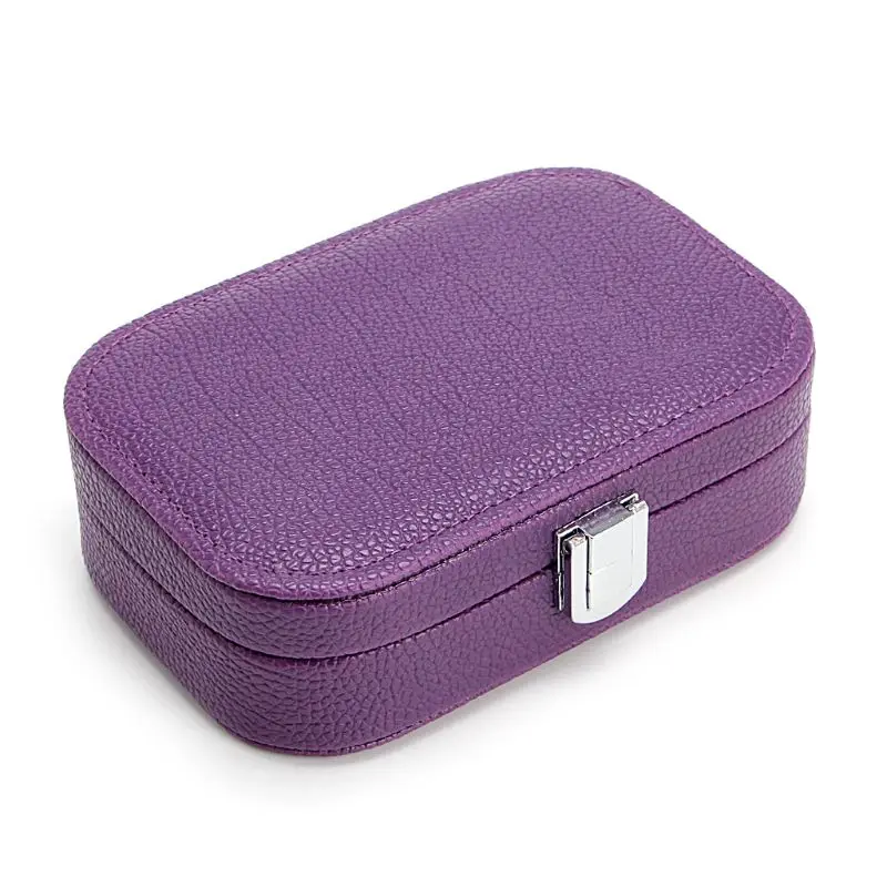 Purple Портативный квадратный чехол для переноски ювелирных изделий s Органайзер дорожная коробка для хранения кожаный туалетный чехол Подарок - Цвет: Purple