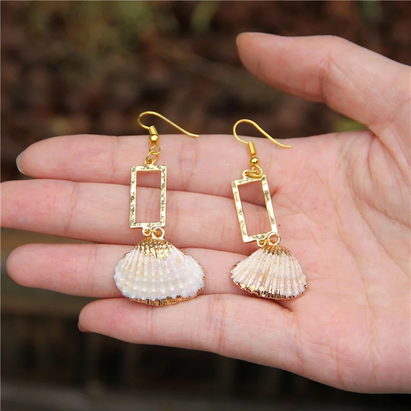 Модные богемные женские серьги в виде ракушки геометрические элегантные модные