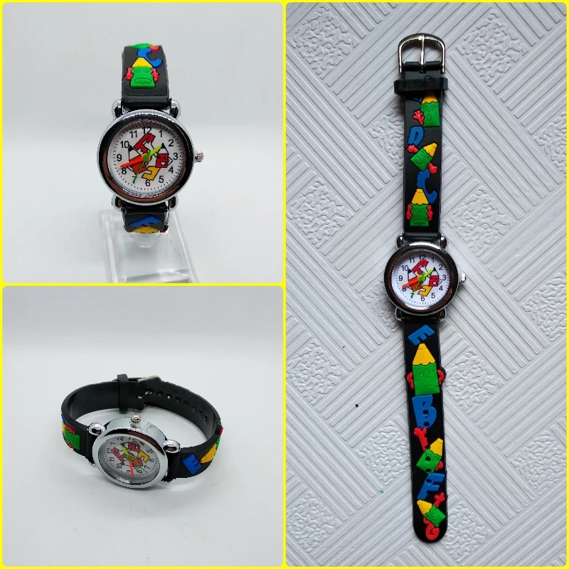 Детские часы карандаш с мультяшным рисунком Обучающие для школьников детские