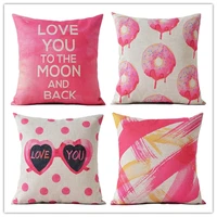 pink sweet love cushion cover cotton linen cushion cover for sofa car seat pillowcase throw decoratice pillow case home sweet