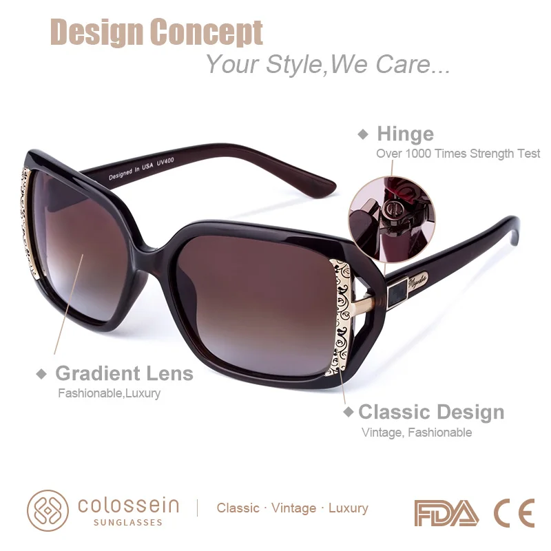 COLOSSEIN MSTAR солнцезащитные очки для Женщин поляризованные новые модные солнцезащитные очки роскошные постепенный свет мягкие классические очки UV400