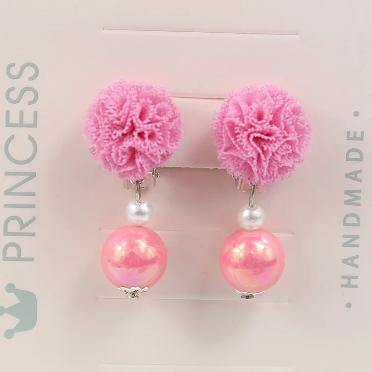peach pink flower Новые детские серьги с розовым сердцем и звездами в форме цветка, милые жемчужные серьги для девочек, серьги-клипсы без ушей - Окраска металла: peach pink flower
