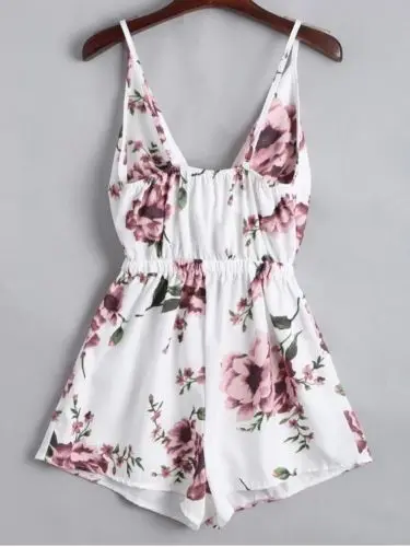 

Women Playsuit Ladies Bodysuit Romper Top Jumpsuit Shorts Summer Print Sleeveless V neck Sexy Leotard Plus Size