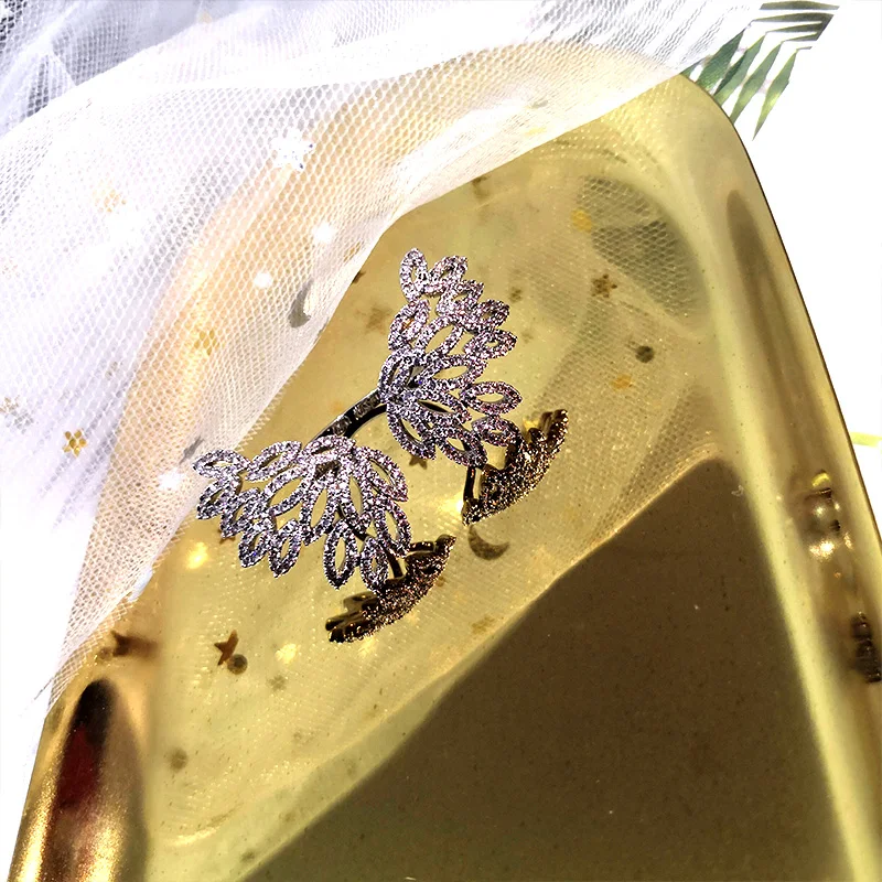 Новые модные роскошные хрустальные кольца Крылья ангела для женщин серебряное