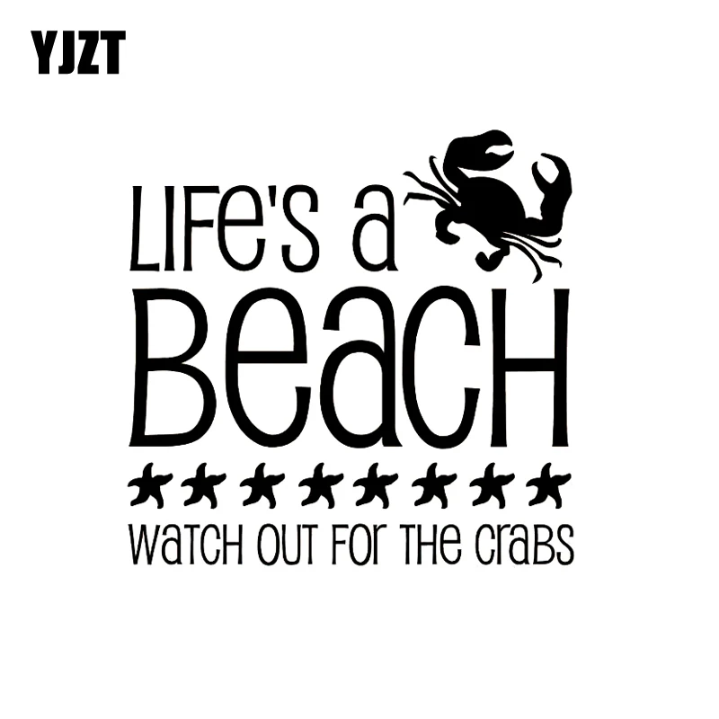 YJZT 18*17 6 см Life's A BEACH Watch Out для краба модная Виниловая наклейка стайлинга
