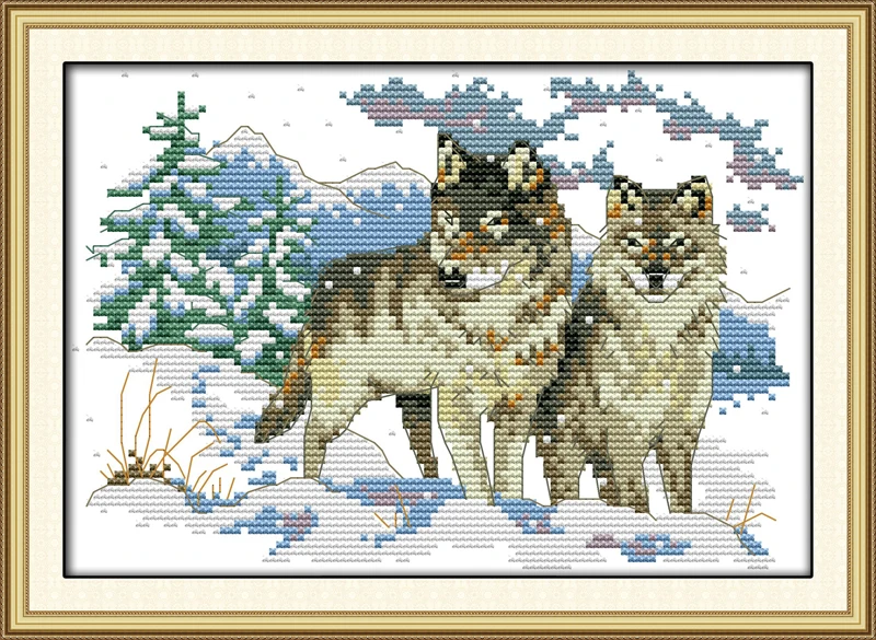 Волчишка Счетный напечатаны на ткани DMC 14CT 11CT вышивки крестом kitsembroidery рукоделие