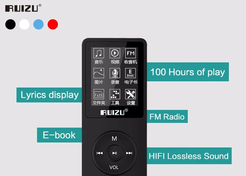 Ruizu английская версия ультра тонкий MP3 плеер с 4GB 8GB 16GB1. 8 дюймов экран может играть 80 h, RUIZU X02