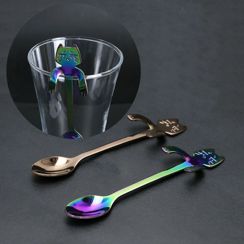 Кофейная ложка Cry Face Cat подвесная из нержавеющей стали милая Повседневная посуда
