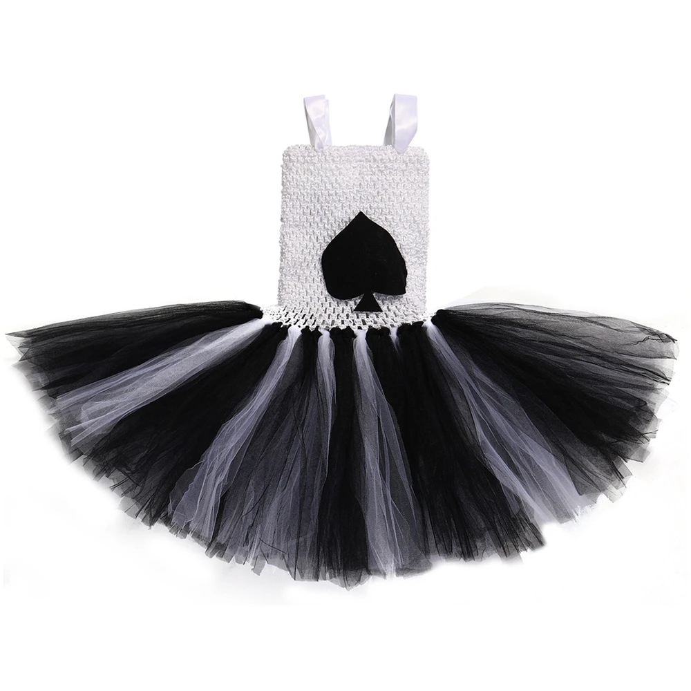 Poker Spade Heart Cos Girl Tutu Dress White&ampBlack School Party Group Costume Novel Children Birthday | Детская одежда и обувь