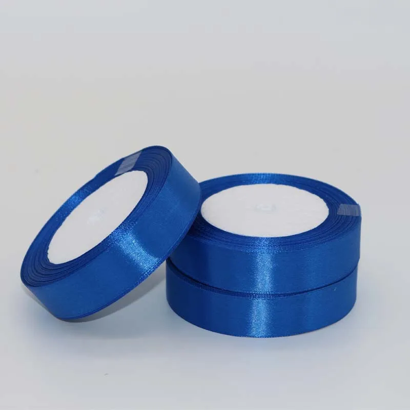 20 mm 25 ярдов ярко-синий шелк атласная лента Свадебная вечеринка украшения подарочная упаковка Рождество год одежда швейная ткань - Цвет: 20 mm