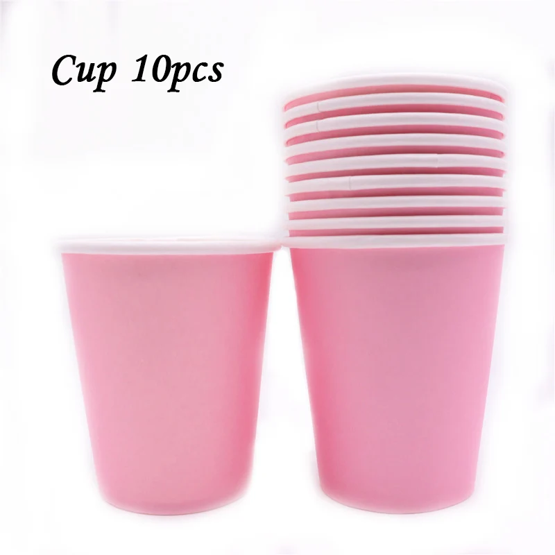 Cup10pcs 10 шт./Партия красная розовая тарелка чашка соломенная одноразовая коробка для посуды сплошной цвет день рождения предметы домашнего обихода Детская Игрушка В ванную - Цвет: Cup10pcs