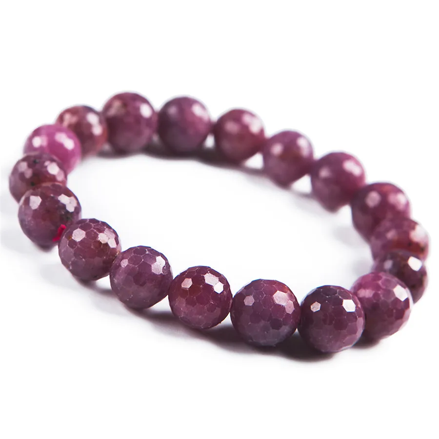 Top Quality Genuine Red Rose Natural Ruby Gemstone Faced Stretch Crystal Bead Bracelet 7mm 8mm 9mm 10mm 11mm 12mm 13mm AAAAA