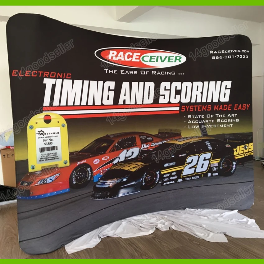 10 футов переносной изогнутый Натяжной тканевый дисплей для выставки всплывающий