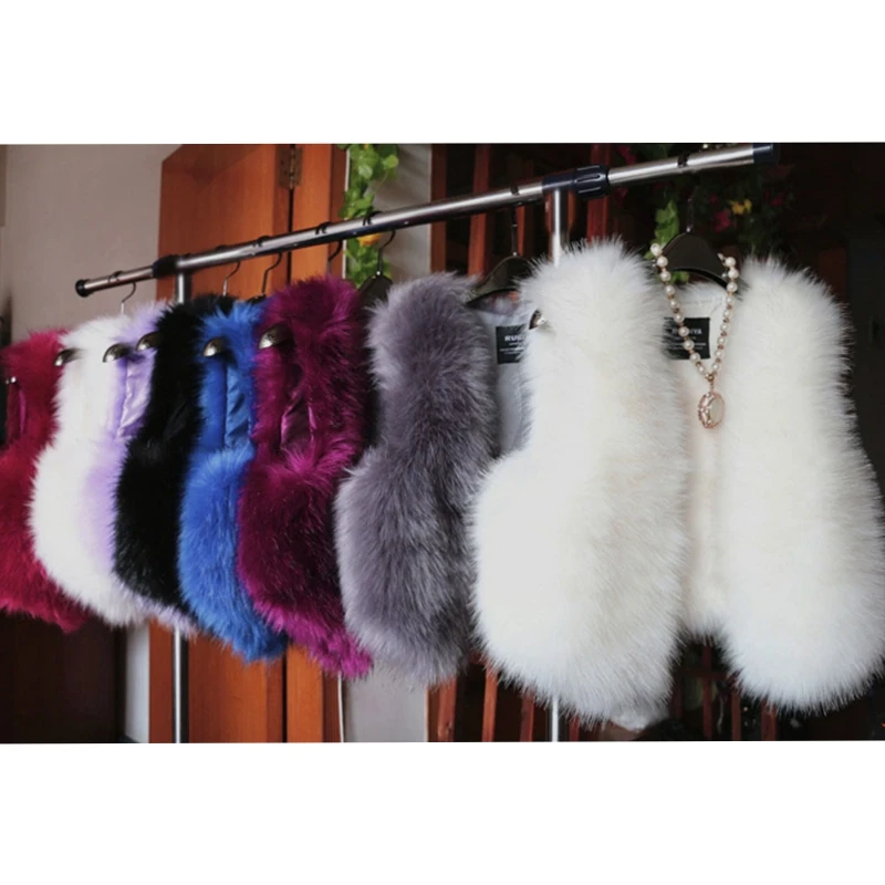 2018 осень-зима Новый Для женщин искусственного меха жилет из лисьего трава