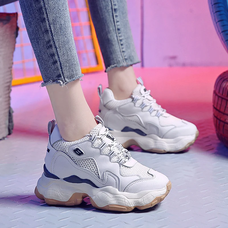 Женская повседневная обувь дышащая 9 см Увеличение роста на платформе спортивная