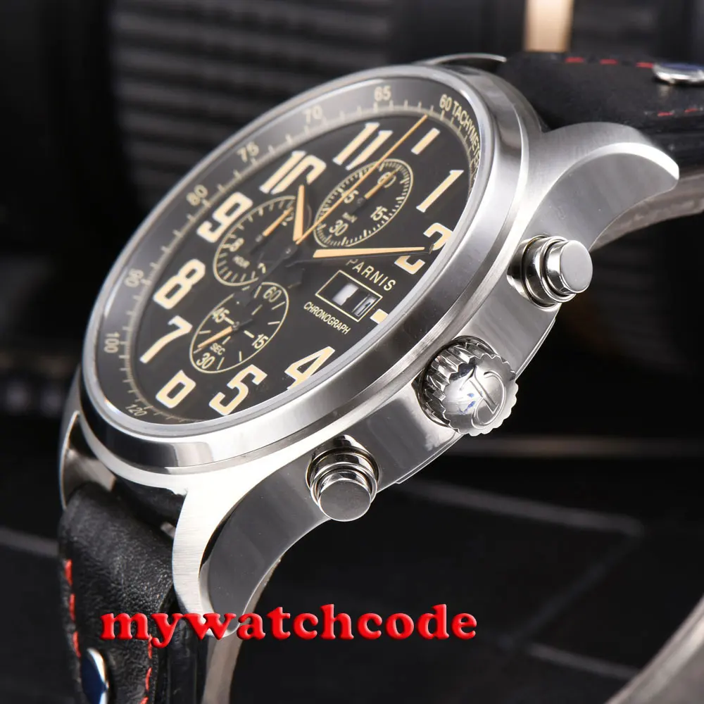 Кварцевые мужские часы с черным циферблатом parnis 43 мм|watch men|watch men quartz watchwatch watch |