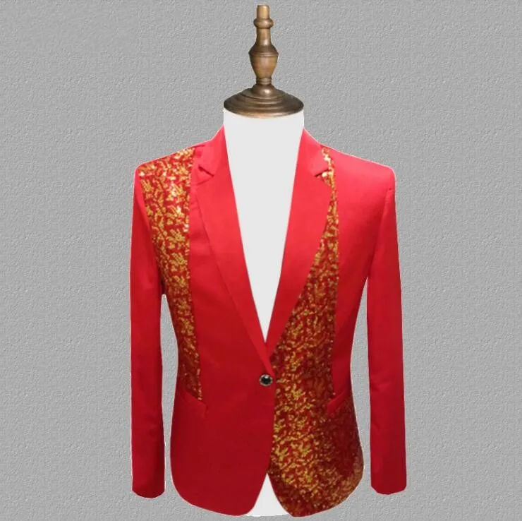 

Suit Men New 2022 Long-Sleeved Men's Suits Dress Hosted Tuxedos For Men Wedding Prom Red Yellow Blue Black Chorus Performance