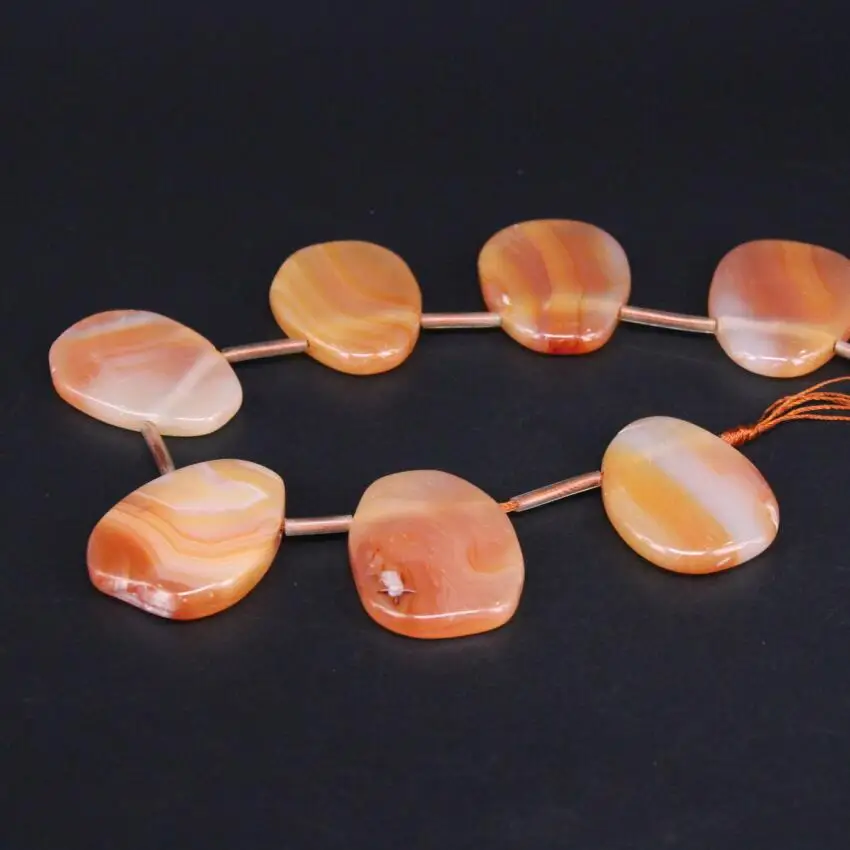 15.5&quot/strand Top Drilled Natural Orange Agates Freeform Slab Loose Beads Raw Onxy Stone Slice Nugget Pendants Jewelry Making | Украшения