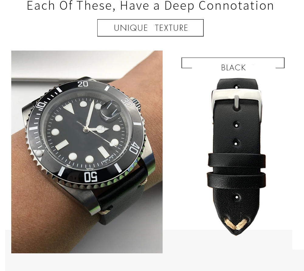 22 мм 20 мм Универсальная винтажная телячья кожа для часов Rolex_watch ремешок для часов Omega ремешок для суб браслет Retrol красочный человек