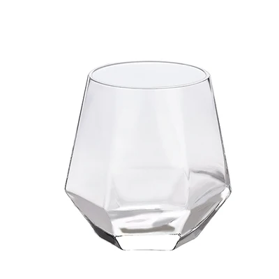 plain glass Алмазная шестиугольная прозрачная стеклянная чашка для виски, коктейля, пива, толстое основание, бытовая стеклянная чашка для воды, кофе, молока, чая - Цвет: plain glass