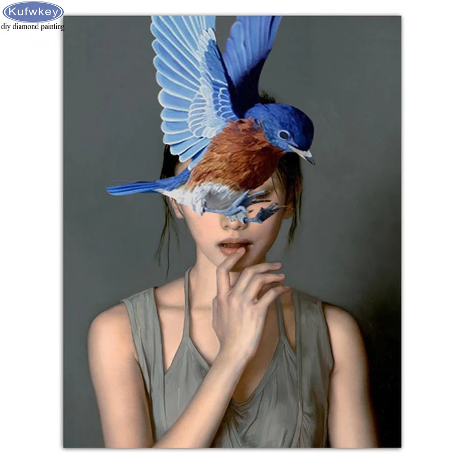 

Wall Art diy diamond painting Nordic Portrait photo custom Diamond Embroidery girl bird paintings Rhinestones,5d Diamond mosaic