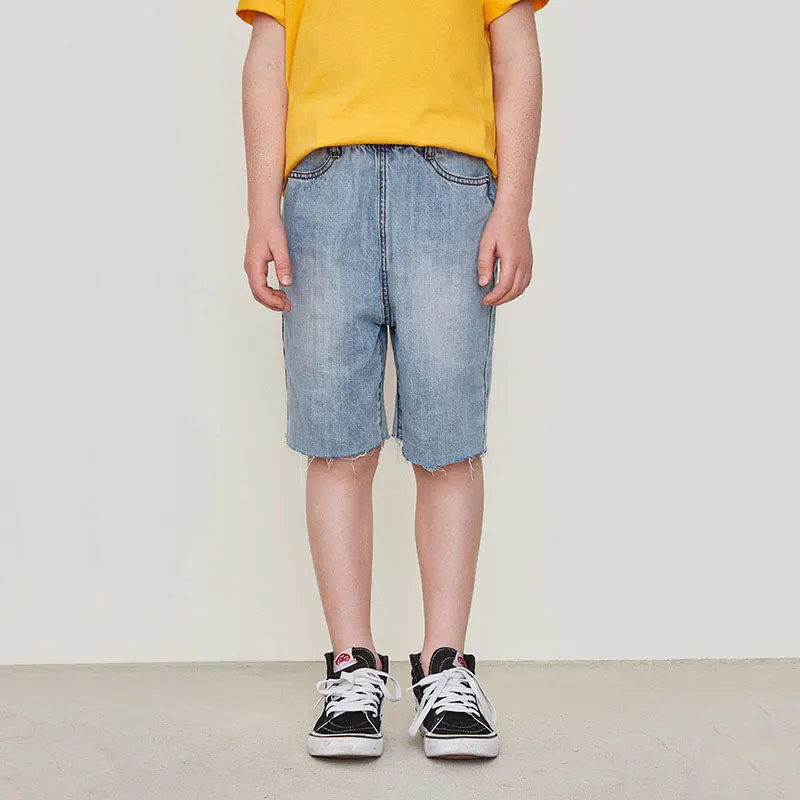 2019 весна-лето Новые однотонные прямые шорты для мальчиков хлопковые детские