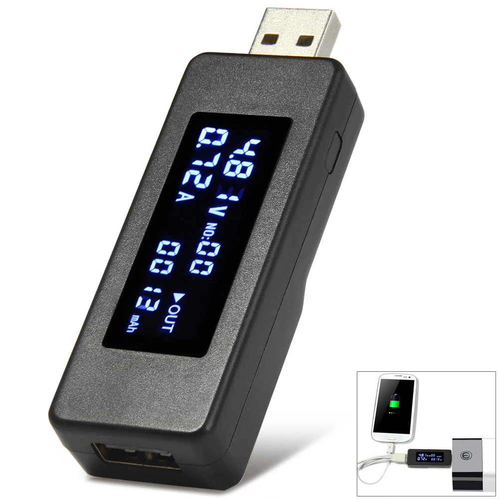ЖК-дисплей ток Напряжение детектор USB 2 0 Вольт текущий Зарядное устройство