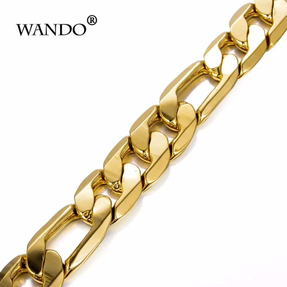 WANDO men's plated 24k gold bracelet figaro chain Bracelet bangle men JewelryAccessories Friendship Wristbands gift wb120 | Украшения и